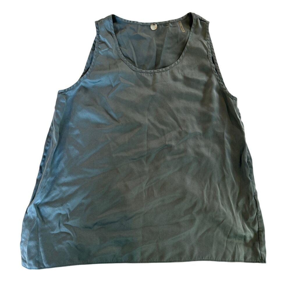 Margaret O'Leary | 100% Silk Scoop Neck Tank Top Size XS Teal Gray Minimalist
